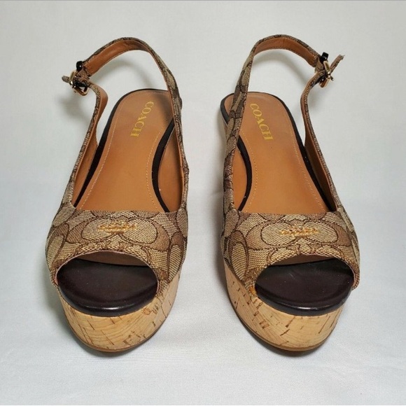 Preowned Coach Ferry Wedge sling back shoes size 8.5 - Picture 3 of 10